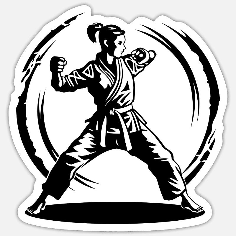 Karate Silhouette Fighter - Sticker size S (10 x 10 cm) - white matte