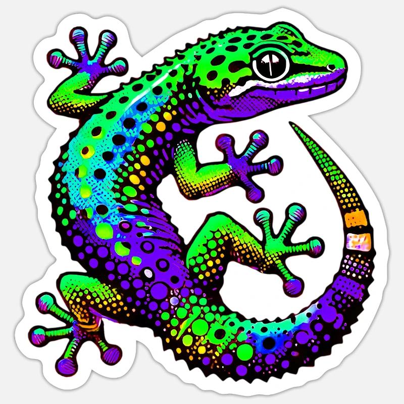 Gecko - Sticker taille S (10 x 10 cm) - blanc mat