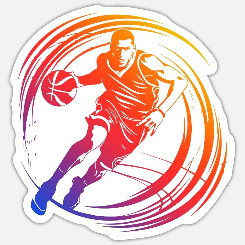 Silhouette de basketteur coloré - Sticker taille S (10 x 10 cm) - blanc mat