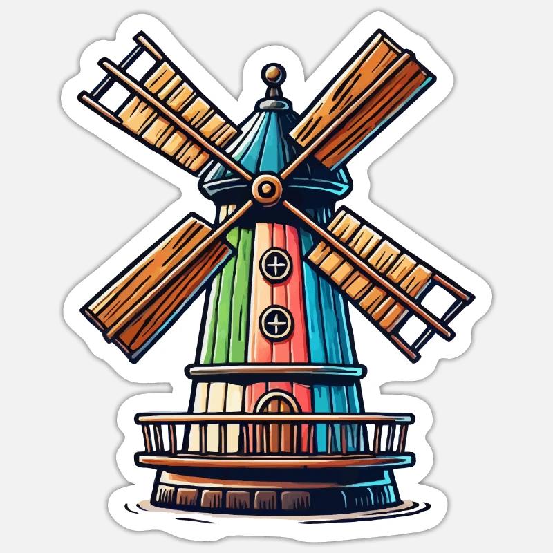 Moulin à vent Sticker taille S (10 x 10 cm)