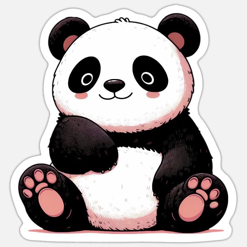 Panda - Sticker Größe S (10 x 10 cm) - Mattweiß