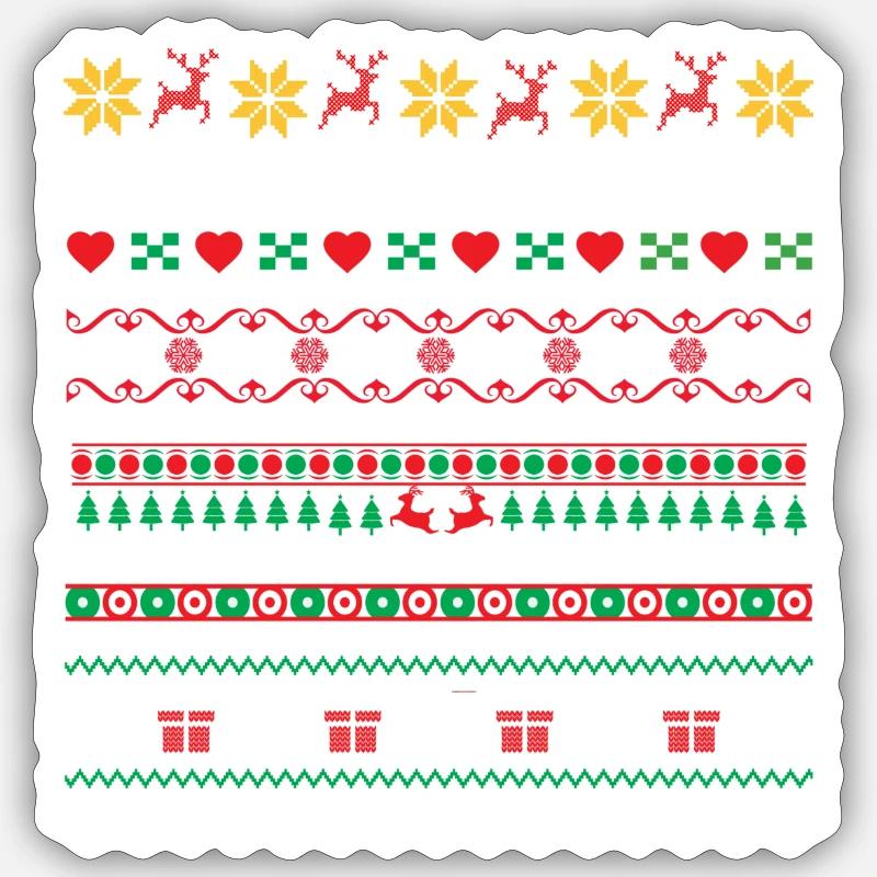 Christmas Pattern - Sticker taille S (10 x 10 cm) - blanc mat