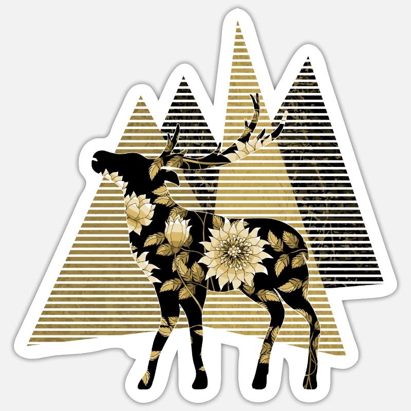Cerf - Sticker taille S (10 x 10 cm) - blanc mat