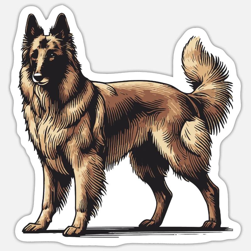 Chien de berger - Sticker taille S (10 x 10 cm) - blanc mat