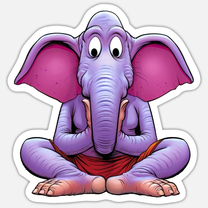 Éléphant Yogi - Sticker taille S (10 x 10 cm) - blanc mat