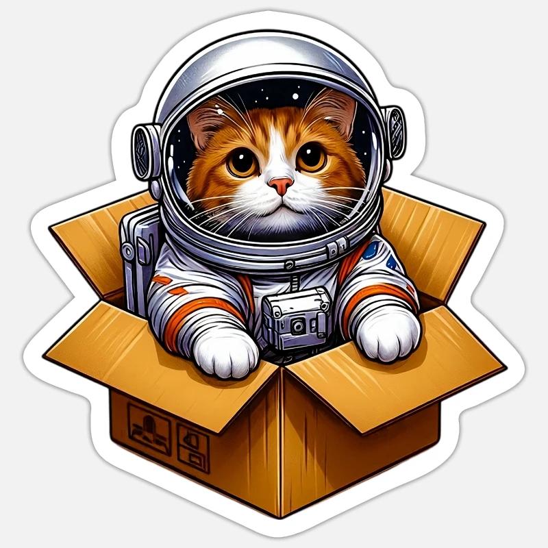 Astronaut Katze - Sticker Größe S (10 x 10 cm) - Mattweiß
