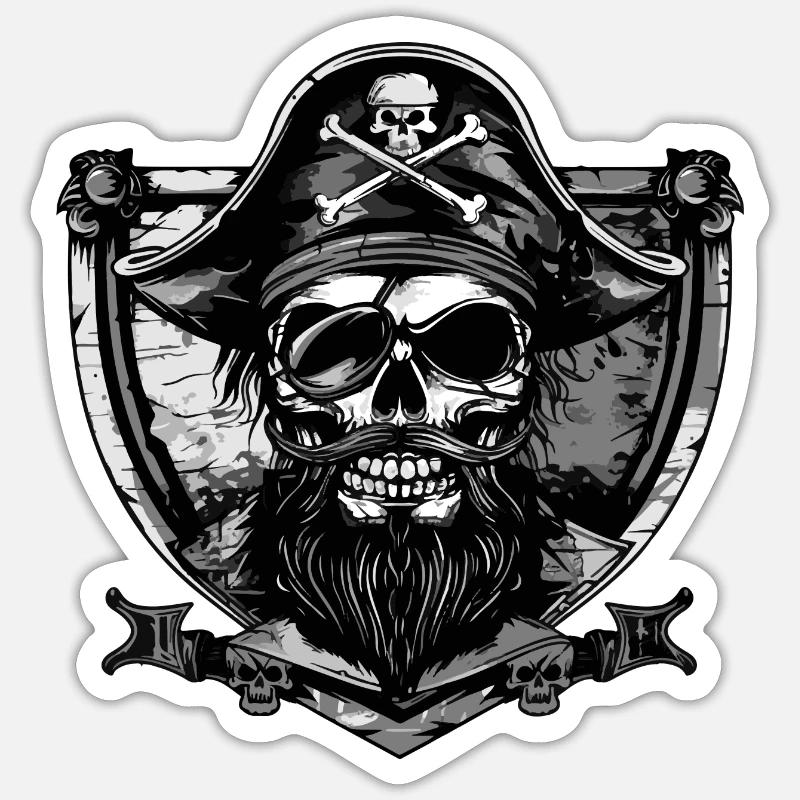 Pirate Skull Crest - Sticker size S (10 x 10 cm) - white matte