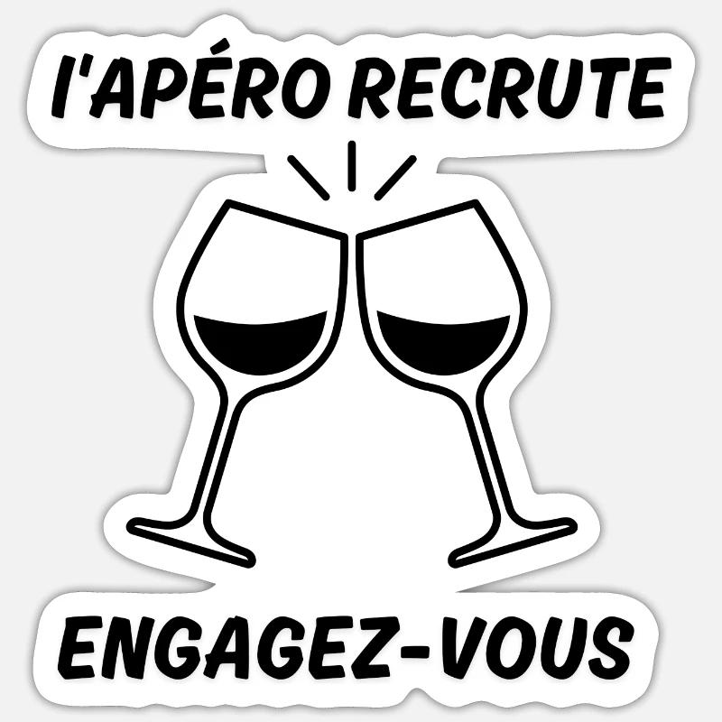 THE APERITIF IS RECRUITING - Sticker size S (10 x 10 cm) - white matte