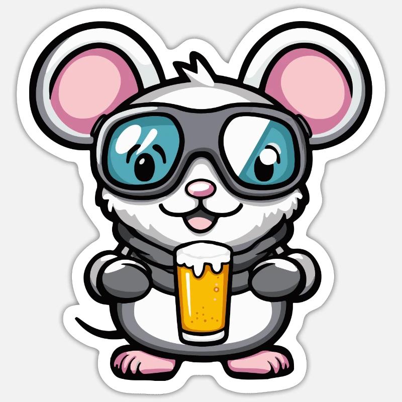Bière Mouse Ski Sticker taille S (10 x 10 cm)