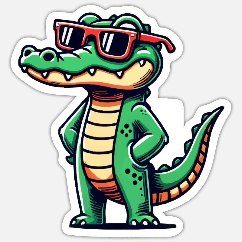 krokodil comic cool - Sticker Größe S (10 x 10 cm) - Mattweiß