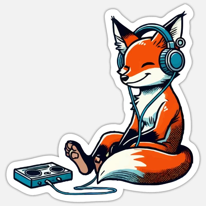 fuchs musik - Sticker Größe S (10 x 10 cm) - Mattweiß