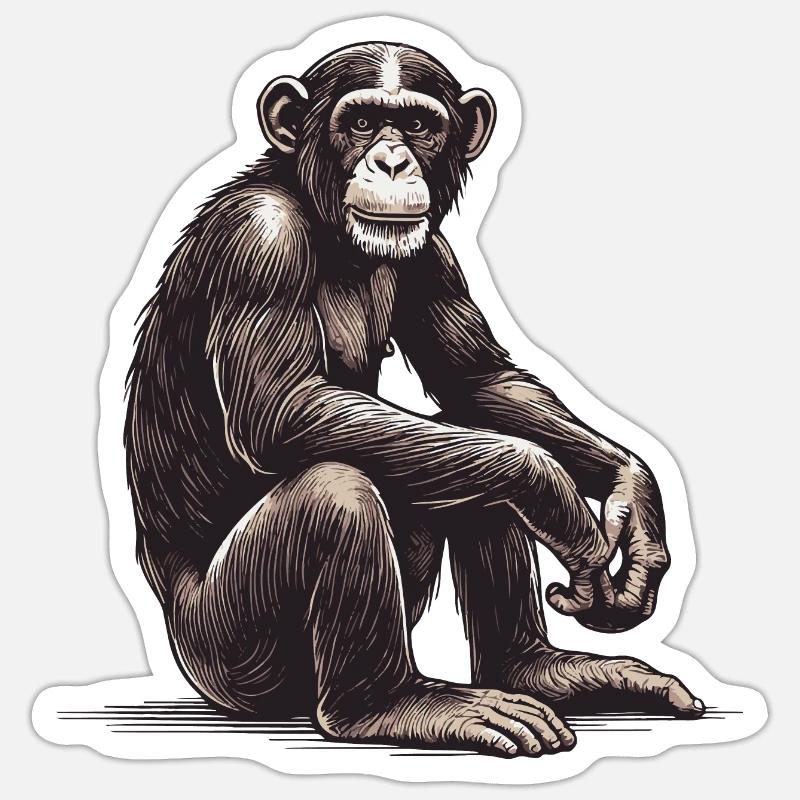 Chimpanzé Sticker taille S (10 x 10 cm)
