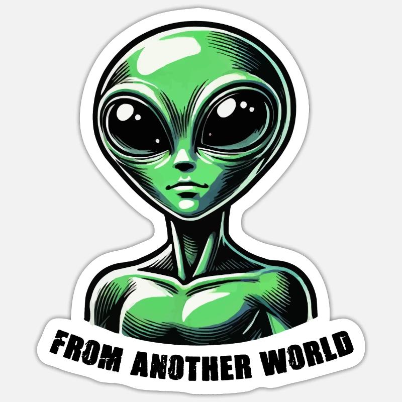 Alien Comic - Sticker Größe S (10 x 10 cm) - Mattweiß