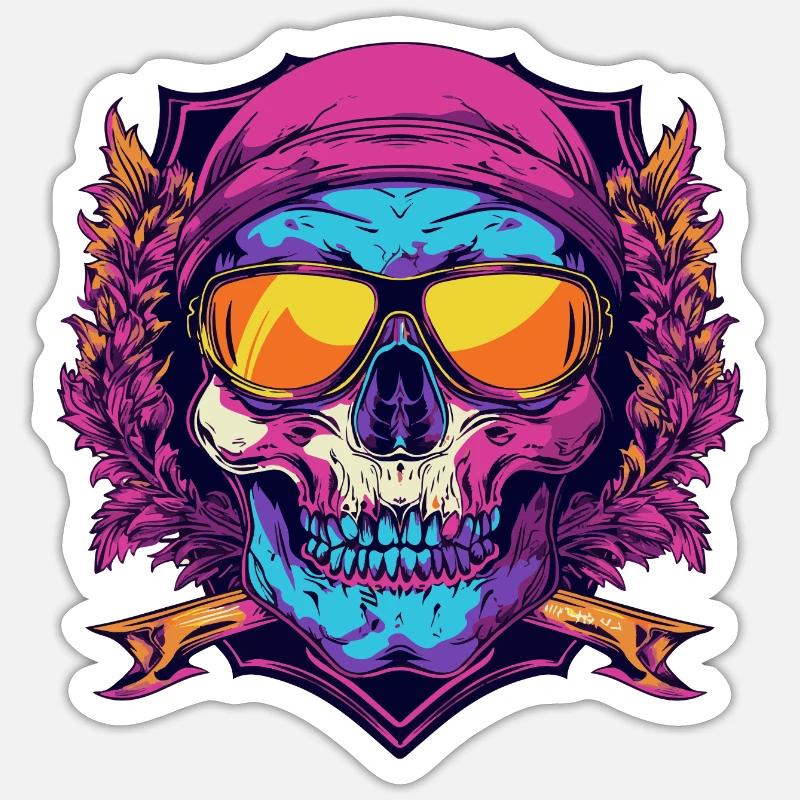 Ski Ski Goggles Skull Crest - Sticker size S (10 x 10 cm) - white matte