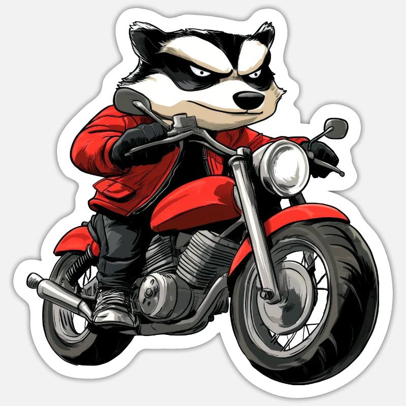 Dachse Motorrad / Motorradfahrer Dachs - Sticker Größe S (10 x 10 cm) - Mattweiß