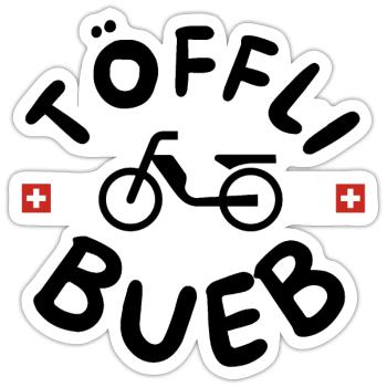 Töfflibueb, Schweiz Mofa 80er 90er lustige Sprüche - Sticker Größe S (10 x 10 cm) - Mattweiß - Vorne