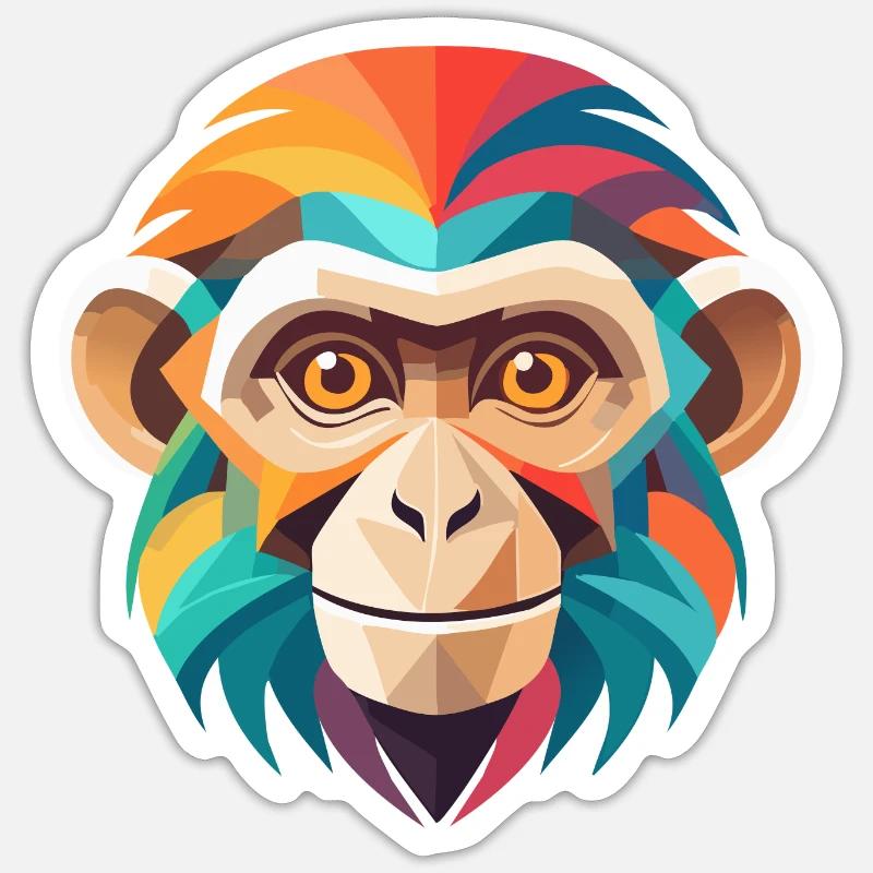 Buntes Affengesicht Sticker Größe S (10 x 10 cm)