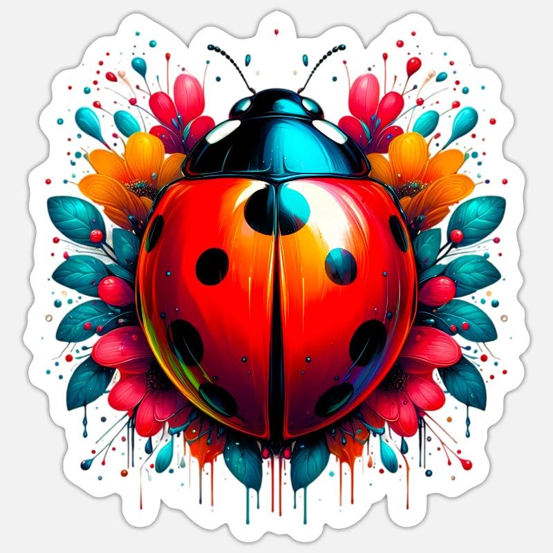 Marienkäfer - Sticker Größe S (10 x 10 cm) - Mattweiß