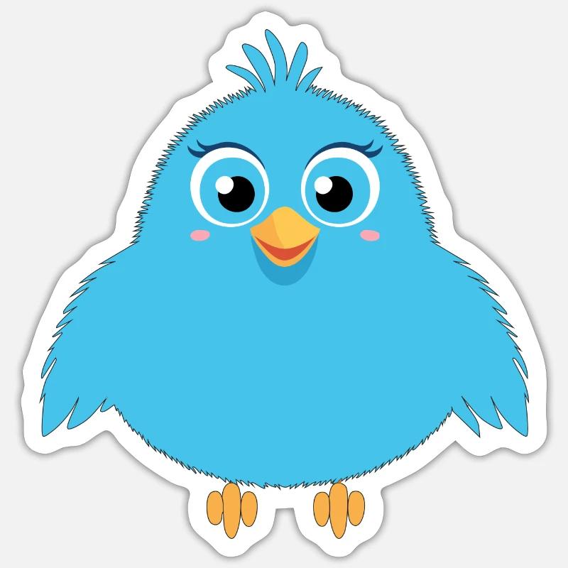 Petit oiseau bleu - Sticker taille S (10 x 10 cm) - blanc mat
