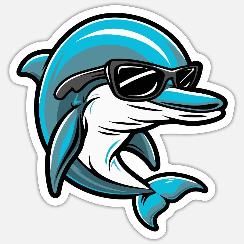 Delfin Tier - Sticker Größe S (10 x 10 cm) - Mattweiß