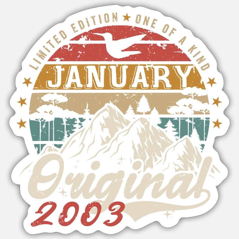 Januar 2003 Jubiläumsgeschenk - Januar 2003 Sticker Größe S (10 x 10 cm)