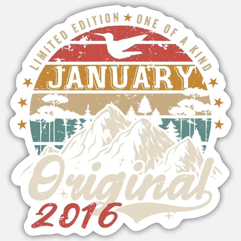 Januar 2016 Jubiläumsgeschenk - Januar 2016 - Sticker Größe S (10 x 10 cm) - Mattweiß