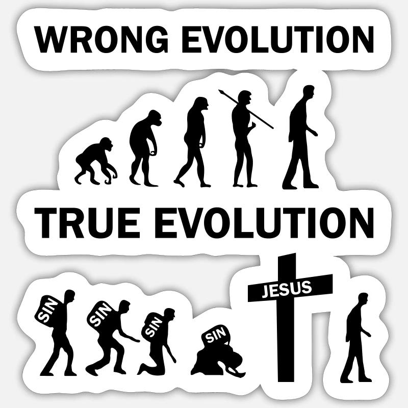 true evolution jesus - Sticker Größe S (10 x 10 cm) - Mattweiß