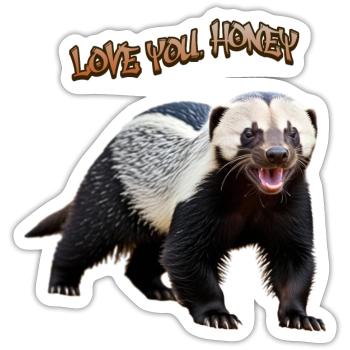 Honey Badger - Honigdachs - Sticker Größe S (10 x 10 cm) - Mattweiß - Vorne