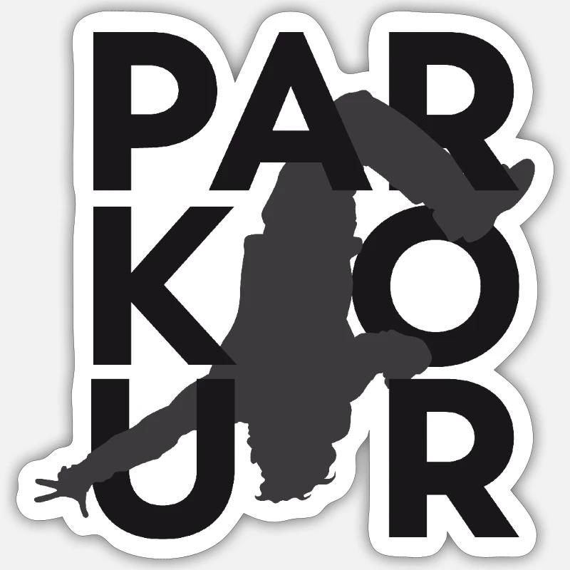 Parkour Backflip dunkel - Sticker Größe S (10 x 10 cm) - Mattweiß