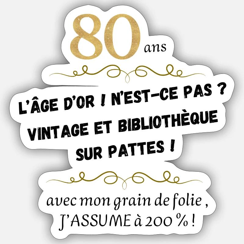 80 ans exceptionnel - Sticker taille S (10 x 10 cm) - blanc mat