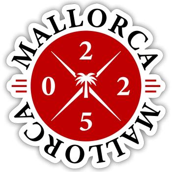 Mallorca 2025 Palme - Sticker Größe S (10 x 10 cm) - Mattweiß - Vorne