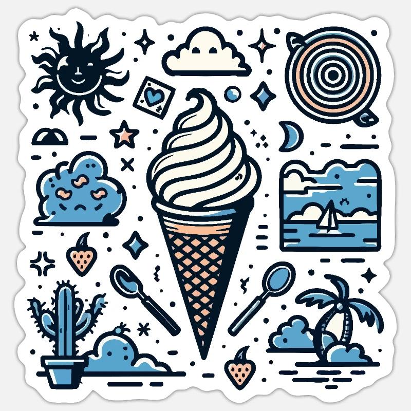Dessert d’été - Sticker taille S (10 x 10 cm) - blanc mat