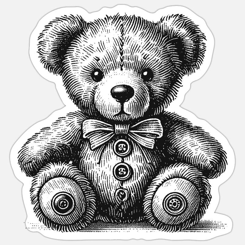 Teddybär - Sticker Größe S (10 x 10 cm) - Mattweiß