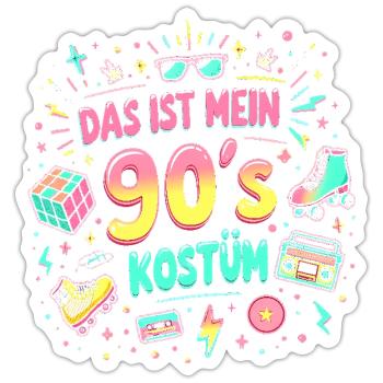 90s Theme Party 90s Costume - I love the 90s - Sticker size S (10 x 10 cm) - white matte - Front