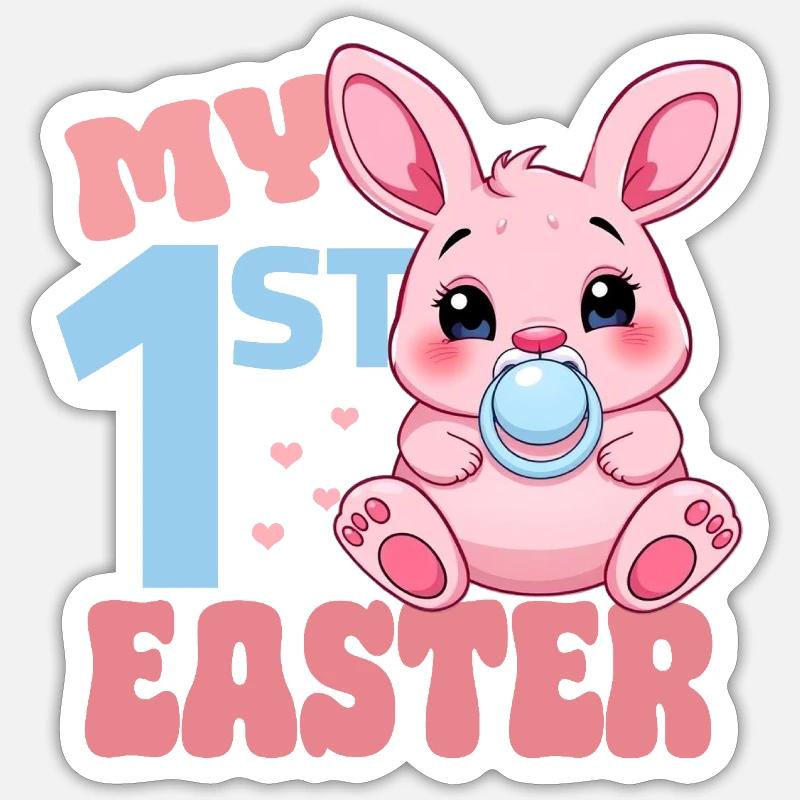 Babys First Easter - Sticker Größe S (10 x 10 cm) - Mattweiß