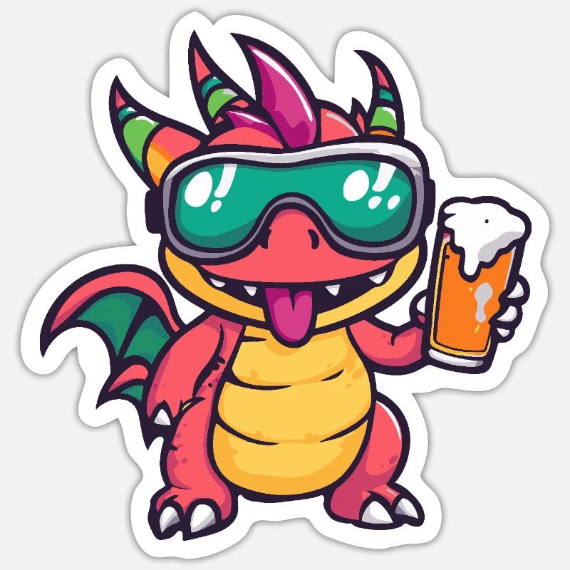 Bière Dragon Après-Ski - Sticker taille S (10 x 10 cm) - blanc mat
