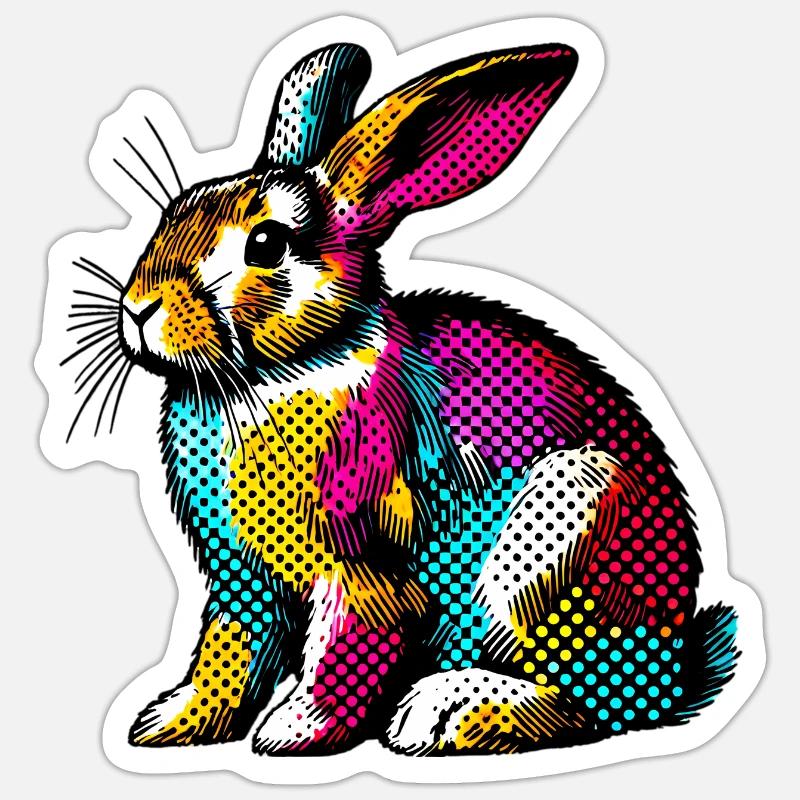 Lapin - Sticker taille S (10 x 10 cm) - blanc mat