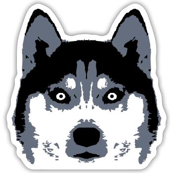 Hund Weißer Husky Gesicht Kopf Schöne Rasse Cool - Sticker Größe S (10 x 10 cm) - Mattweiß - Vorne