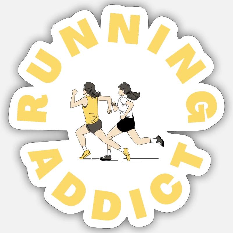 running addict - Sticker size S (10 x 10 cm) - white matte