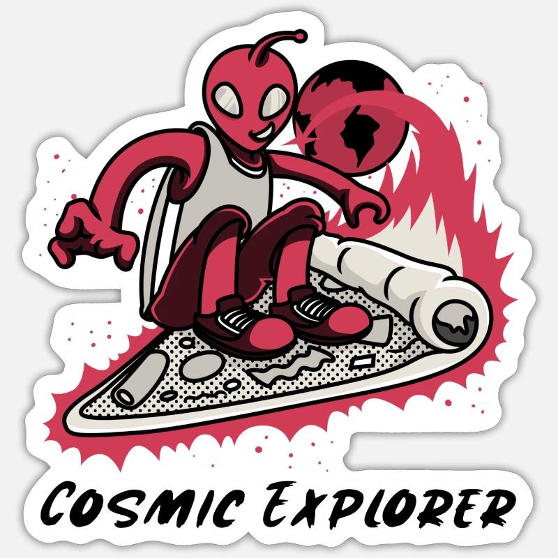 Cosmic Explorer - Sticker size S (10 x 10 cm) - white matte