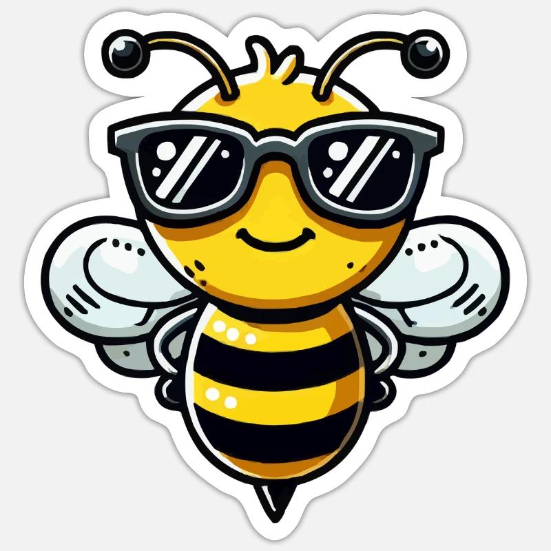 Bee Comic Sunglasses Sticker size S (10 x 10 cm)