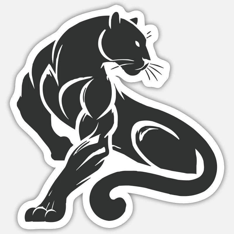 Panthère léopard - Sticker taille S (10 x 10 cm) - blanc mat