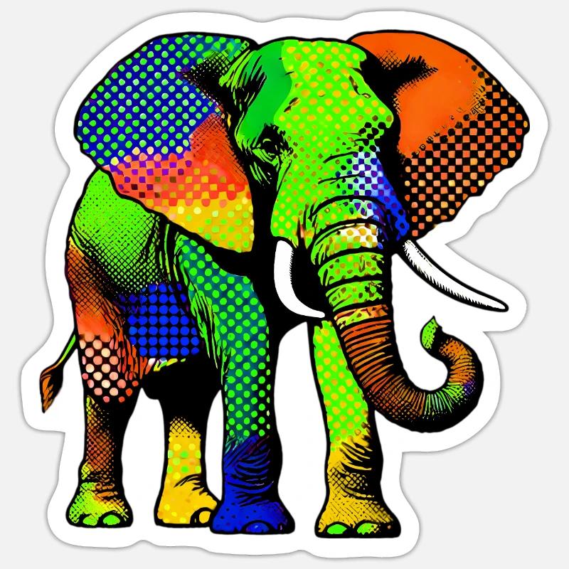 Éléphant - Sticker taille S (10 x 10 cm) - blanc mat