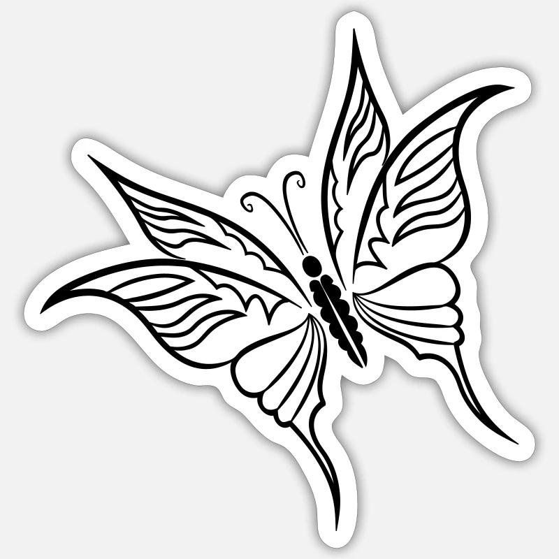 Printemps Papillon - Sticker taille S (10 x 10 cm) - blanc mat