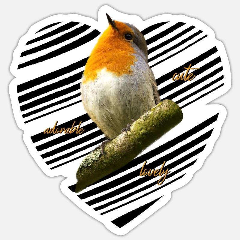 Rotkehlchen Singvogel - Sticker Größe S (10 x 10 cm) - Mattweiß