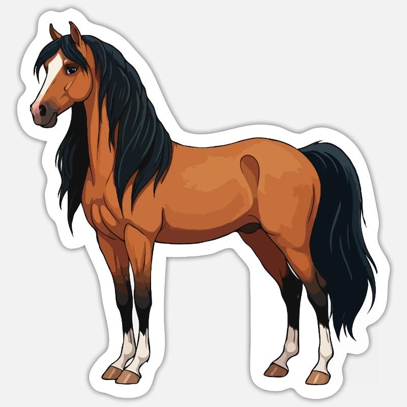 Mérens Pferd echt - Sticker Größe S (10 x 10 cm) - Mattweiß