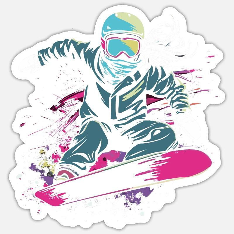 Graphique du snowboarder - Sticker taille S (10 x 10 cm) - blanc mat