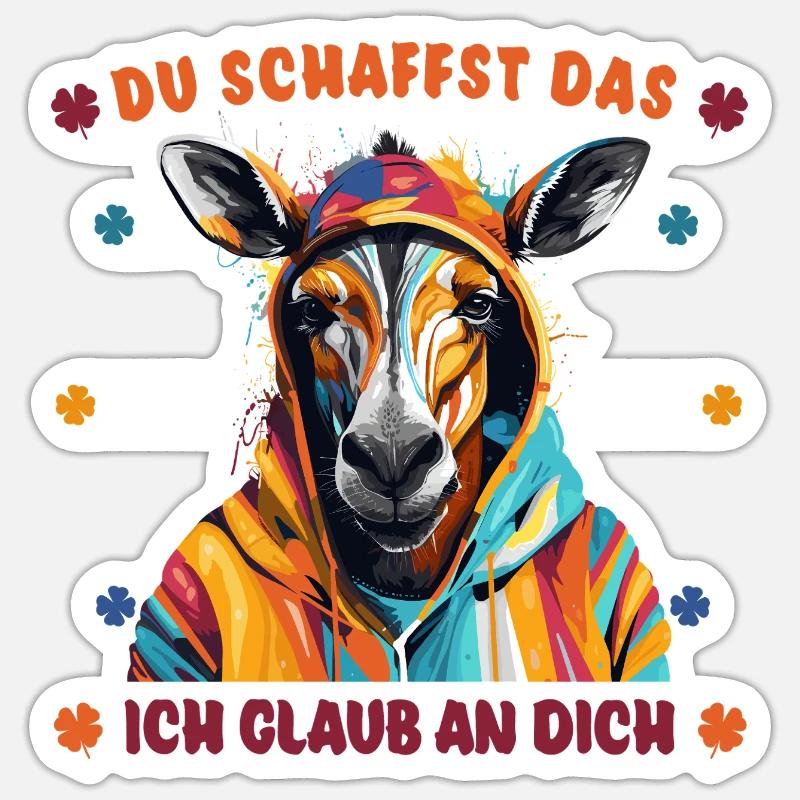 Du schaffst das! Ich glaub an dich! - Cooles Pferd Sticker Größe S (10 x 10 cm)