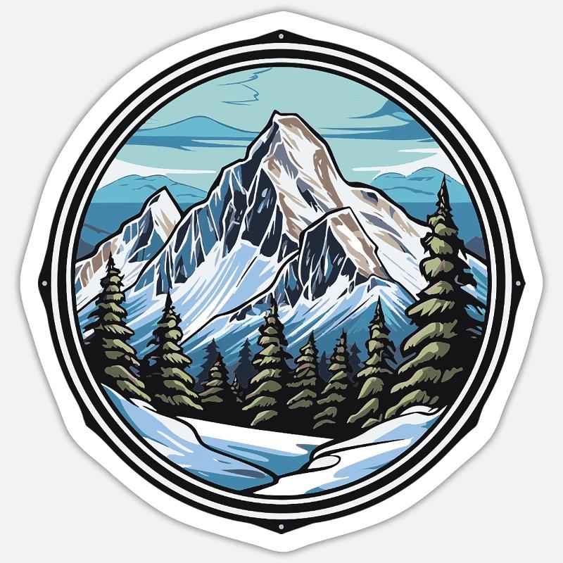 Mountains Ski Slope - Sticker size S (10 x 10 cm) - white matte