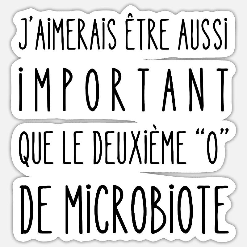 deuxième o de microbiote - Sticker taille S (10 x 10 cm) - blanc mat